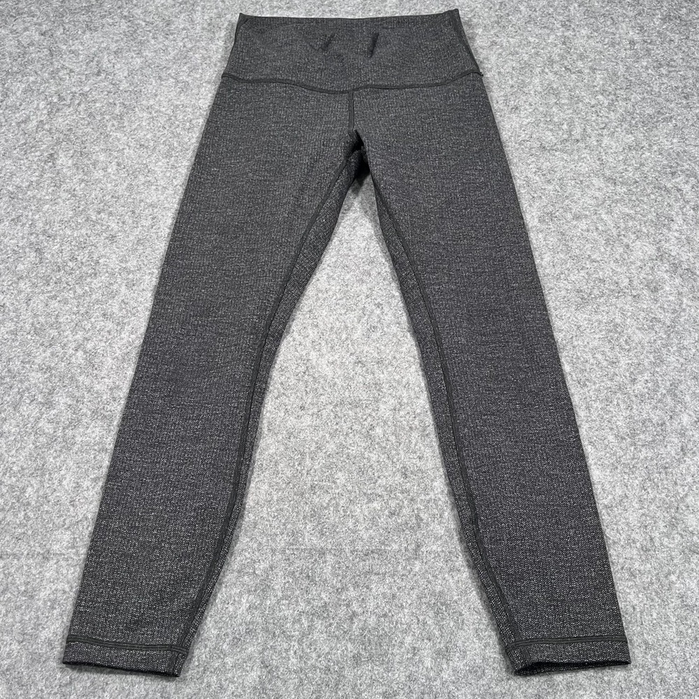 Lululemon Athletica Heathered Herringbone Black Wunder Under Pants Womens Size 6